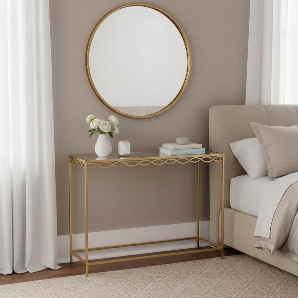 Console table Benda Inart metal in gold color 100x30x80cm