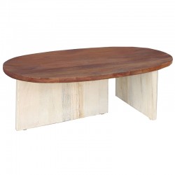Simplicity Inart coffee table white wash-natural solid acacia wood 110x60x40cm Simplicity Inart coffee table white wash-natural solid acacia wood 110x60x40cm