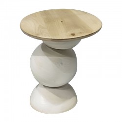 Side table Sedra Inart solid mango wood in white wash color D38x44cm Side table Sedra Inart solid mango wood in white wash color D38x44cm