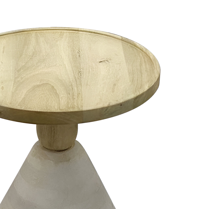 Βοηθητικό τραπέζι Spello Inart white wash-φυσικό μασίφ mango ξύλο Φ38x46εκ