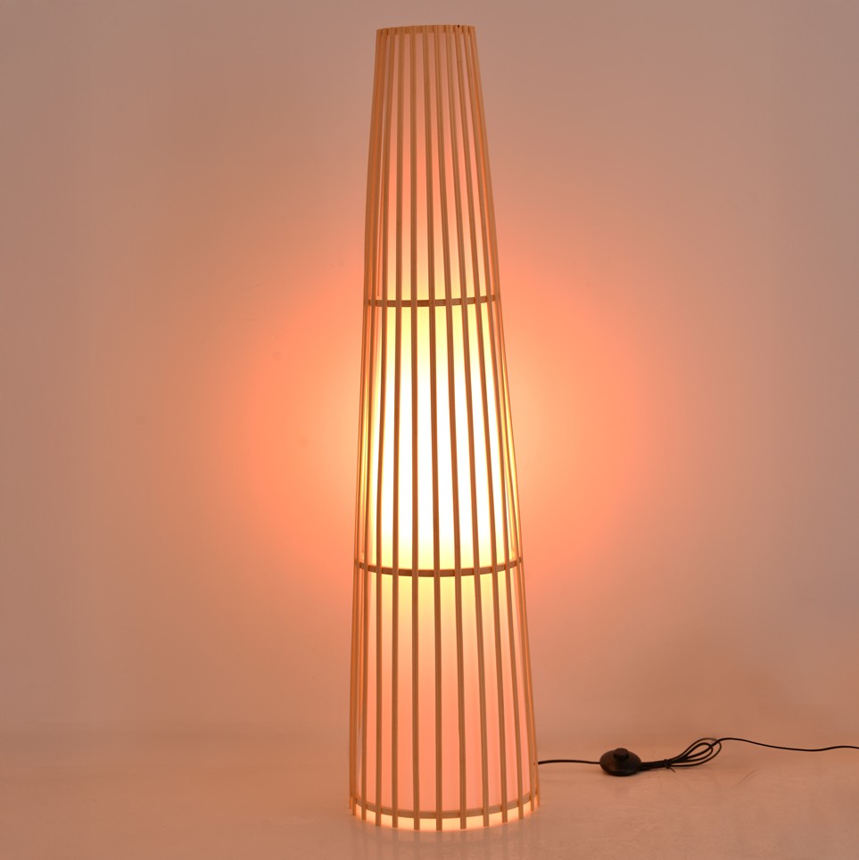 Floor lamp Nanto Inart E27 bamboo in natural color D29χ120cm