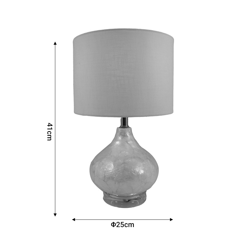 Table lamp Guidance Inart E27 white glass-white fabric lampshade D25x41cm Table lamp Guidance Inart E27 white glass-white fabric lampshade D25x41cm