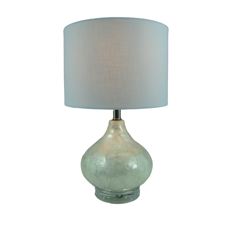 Table lamp Guidance Inart E27 white glass-white fabric lampshade D25x41cm Table lamp Guidance Inart E27 white glass-white fabric lampshade D25x41cm