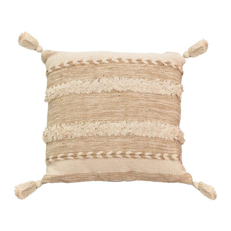 Cushion Rozi Inart beige fabric 45x45x2.5cm Cushion Rozi Inart beige fabric 45x45x2.5cm