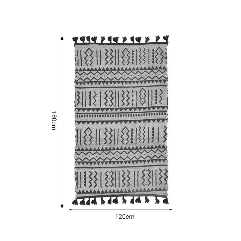 Χαλί Utrion Inart φυσικό-μαύρο γιούτα-βαμβάκι 120x180x1εκ