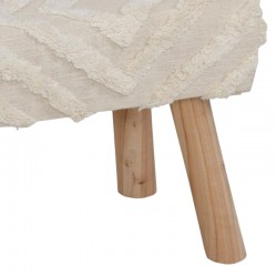 Shep Inart stool 100% cotton in white shade and eucalyptus wood 60x30x40cm Shep Inart stool 100% cotton in white shade and eucalyptus wood 60x30x40cm