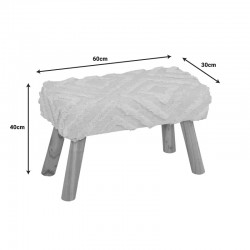 Shep Inart stool 100% cotton in white shade and eucalyptus wood 60x30x40cm Shep Inart stool 100% cotton in white shade and eucalyptus wood 60x30x40cm