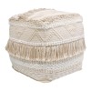 Scauni Inart cotton pouf in white-beige shade 50x50x50cm