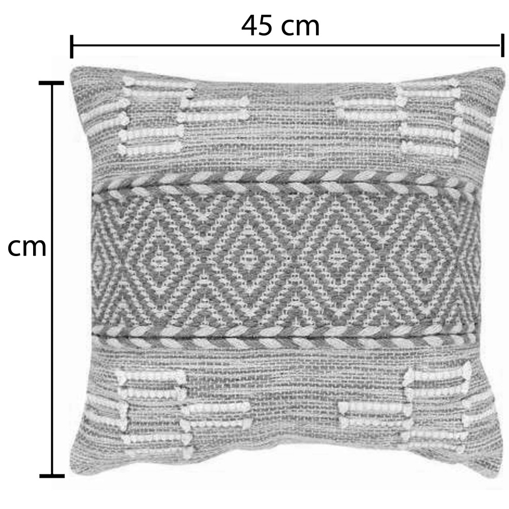 Μαξιλάρι Mitto Inart γιούτα-βαμβάκι σε μπεζ-λευκό απόχρωση 45x45x2εκ