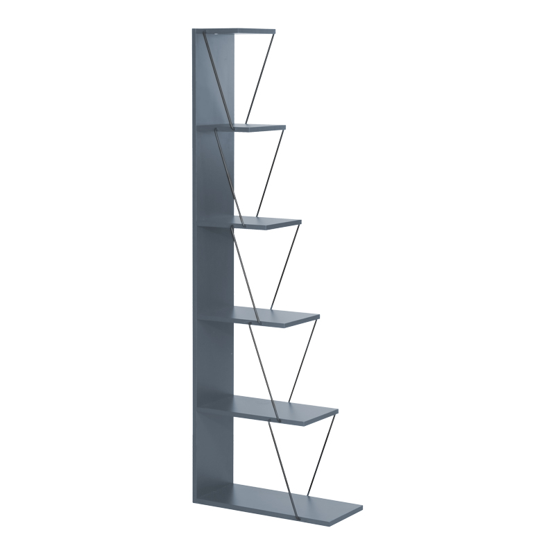 Bookcase Tars pakoworld grey-black 60x24x146.5cm Bookcase Tars pakoworld grey-black 60x24x146.5cm