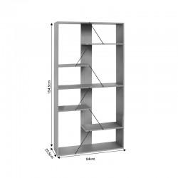 Βιβλιοθήκη Tars pakoworld γκρι-μαύρο 84x25.5x154.5εκ