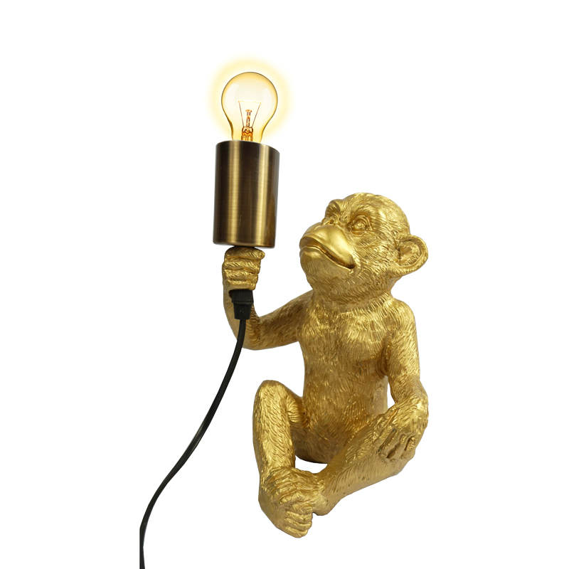 Table lamp Monki Inart E27 gold resin 16.5x14.5x24.5cm Table lamp Monki Inart E27 gold resin 16.5x14.5x24.5cm