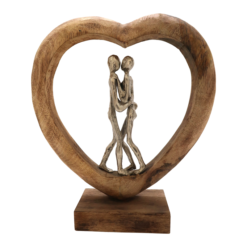 Table decoration heart Vrame Inart natural mango wood-aluminum 32x9x35cm Table decoration heart Vrame Inart natural mango wood-aluminum 32x9x35cm