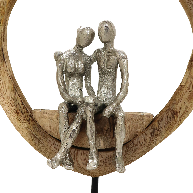 Table decoration heart Edora Inart natural mango wood-aluminum 27x10x36cm Table decoration heart Edora Inart natural mango wood-aluminum 27x10x36cm