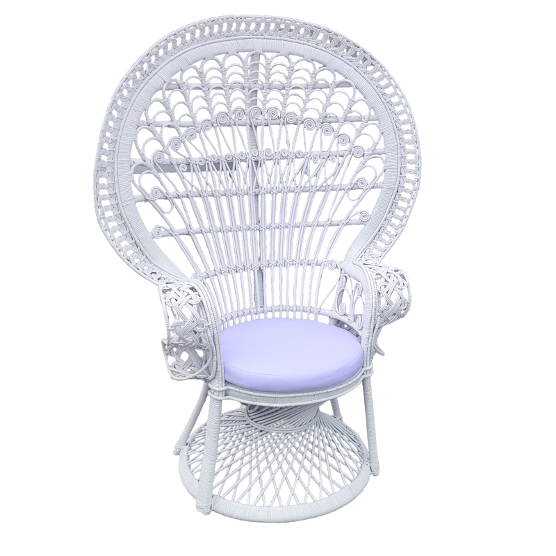 Armchair Dorothy Inart with white cushion-white rattan 115x57x150cm Armchair Dorothy Inart with white cushion-white rattan 115x57x150cm