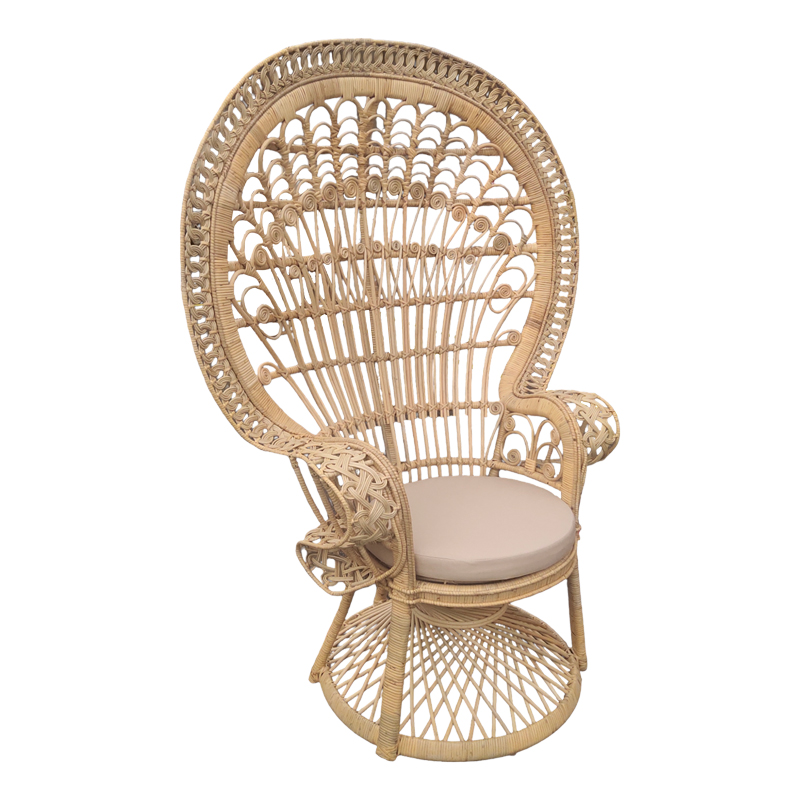 Armchair Dorothy Inart with beige cushion-natural rattan 115x57x150cm Armchair Dorothy Inart with beige cushion-natural rattan 115x57x150cm