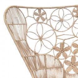 Armchair Jake Inart with beige cushion-natural rattan 110x45x145cm Armchair Jake Inart with beige cushion-natural rattan 110x45x145cm