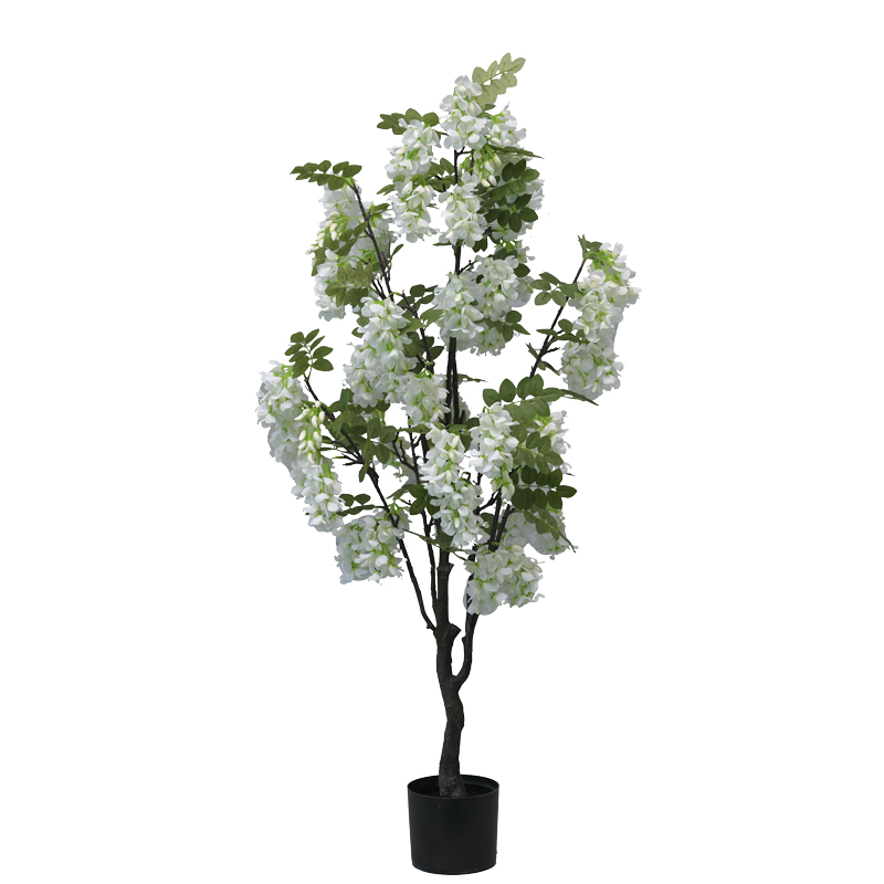 Decorative plant Bean flowers in a pot Inart white pp H125cm Decorative plant Bean flowers in a pot Inart white pp H125cm