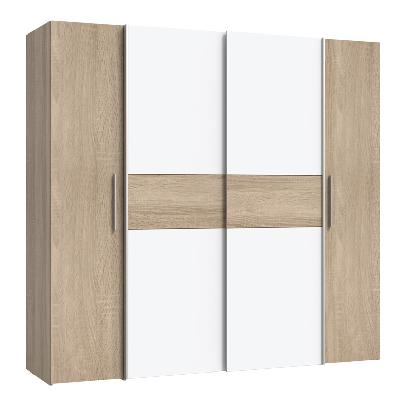 Wardrobe Closet pakoworld 4 doors sonoma oak-white melamine 200x61.5x190.5cm Wardrobe Closet pakoworld 4 doors sonoma oak-white melamine 200x61.5x190.5cm