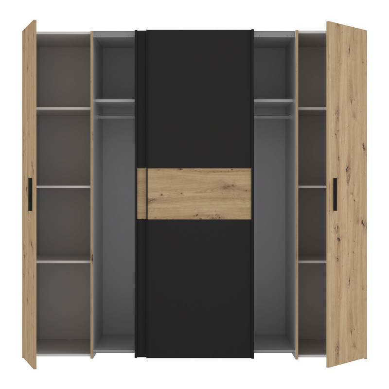 Wardrobe Bekerk pakoworld black-oak melamine 200x61.5x190.5cm Wardrobe Bekerk pakoworld black-oak melamine 200x61.5x190.5cm