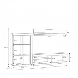 Σύνθετο σαλονιού Zorbi pakoworld λευκό-sonoma oak μελαμίνης 265x41x158.5εκ