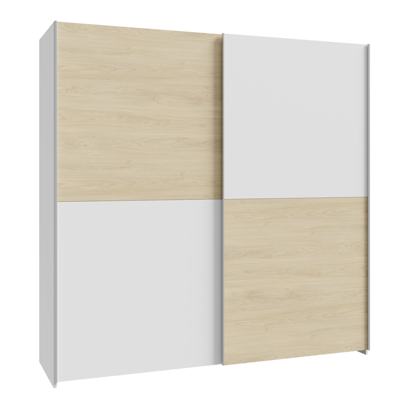 Wardrobe Jolite pakoworld 2 doors with shelves white-oak melamine 190x61x190.5cm Wardrobe Jolite pakoworld 2 doors with shelves white-oak melamine 190x61x190.5cm