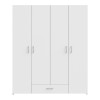 Ντουλάπα ανοιγόμενη τετράφυλλη Generiale pakoworld μελαμίνης λευκή με 3 ράφια γκρι 159x54.5x190.5εκ
