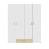Ντουλάπα ανοιγόμενη τετράφυλλη Generiale pakoworld μελαμίνη λευκή-oak με 3 ράφια γκρι 159x54.5x190.5εκ
