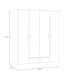 Openable four-leaf wardrobe Generiale pakoworld melamine white-oak with 3 grey shelves 159x54.5x190.5cm Openable four-leaf wardrobe Generiale pakoworld melamine white-oak with 3 grey shelves 159x54.5x190.5cm