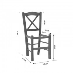 Καρέκλα καφενείου Seimi pakoworld χιαστή άβαφο ξύλο 42x40x89εκ