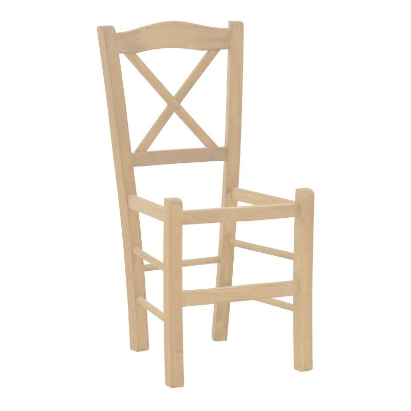Καρέκλα καφενείου Seimi pakoworld χιαστή άβαφο ξύλο 42x40x89εκ