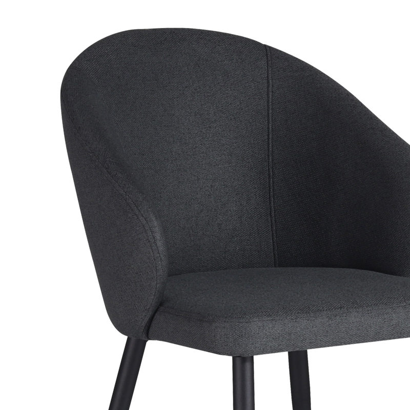 Armchair Patya pakoworld dark grey fabric- black metal leg 56x61x82cm Armchair Patya pakoworld dark grey fabric- black metal leg 56x61x82cm
