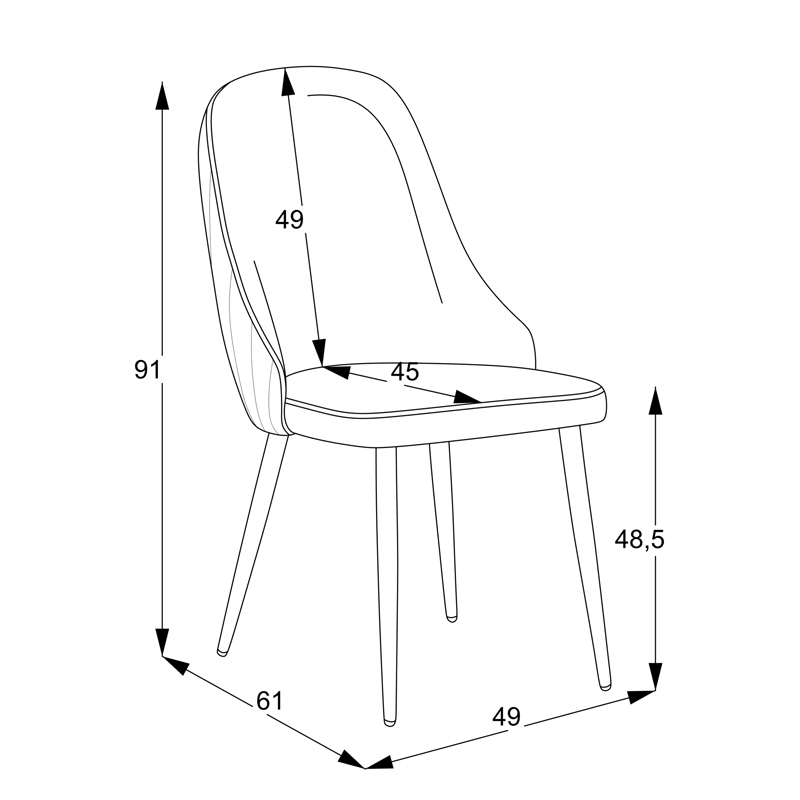 Remis pakoworld chair dark gray fabric-leg black metal 49x61x91cm Remis pakoworld chair dark gray fabric-leg black metal 49x61x91cm