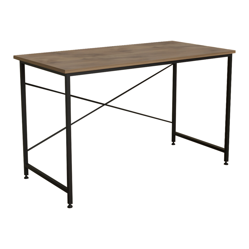 Office desk Karvem pakoworld oak melamine-black metal 120x60x73cm Office desk Karvem pakoworld oak melamine-black metal 120x60x73cm