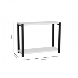 Table shelf Lerf pakoworld white melamine-black metal 45x17x35cm Table shelf Lerf pakoworld white melamine-black metal 45x17x35cm