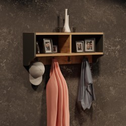 Wall shelf Gyrzi pakoworld oak-anthracite melamine 84x18x30cm Wall shelf Gyrzi pakoworld oak-anthracite melamine 84x18x30cm