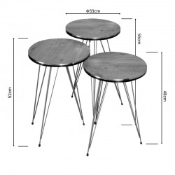 Side tables Wakmi pakoworld 3 pieces set oak melamine-gold metal Side tables Wakmi pakoworld 3 pieces set oak melamine-gold metal