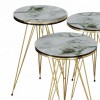 Βοηθητικά τραπέζια Wakmi pakoworld σετ 3τεμ λευκό μπεζ μαρμάρου μελαμίνης-χρυσό μέταλλο