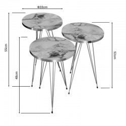 Side tables Wakmi pakoworld 3 pieces set white beige marble melamine-gold metal