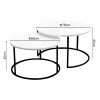Τραπέζια σαλονιού Solme pakoworld σετ 2τεμ λευκό μελαμίνης-μαύρο μέταλλο