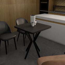 Table Prestone pakoworld black marble melamine-black metal 70x70x75cm Table Prestone pakoworld black marble melamine-black metal 70x70x75cm