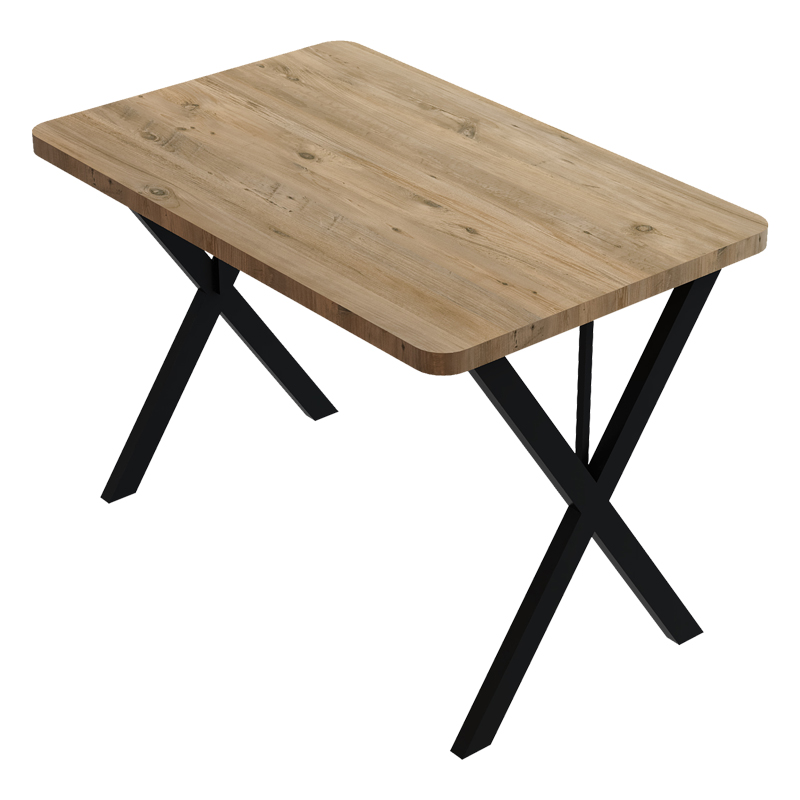 Table Zeryin pakoworld oak melamine-black metal 70x110x75cm Table Zeryin pakoworld oak melamine-black metal 70x110x75cm