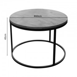 Coffee table Drion pakoworld oak melamine-black metal D60x40cm Coffee table Drion pakoworld oak melamine-black metal D60x40cm