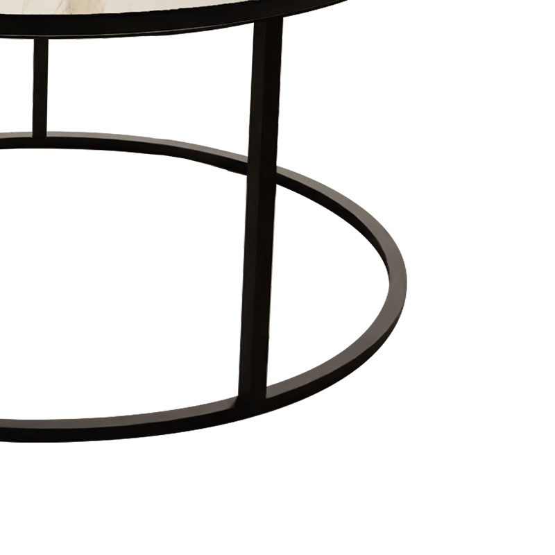 Τραπέζι σαλονιού Drion pakoworld λευκό μαρμάρου μελαμίνης-μαύρο μέταλλο Φ60x40εκ