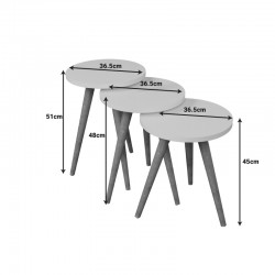 Side tables Perjene pakoworld set of 3 melamine and wood in a natural shade