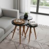 Side tables Perjene pakoworld set of 3 pieces melamine in anthracite shade and wooden legs