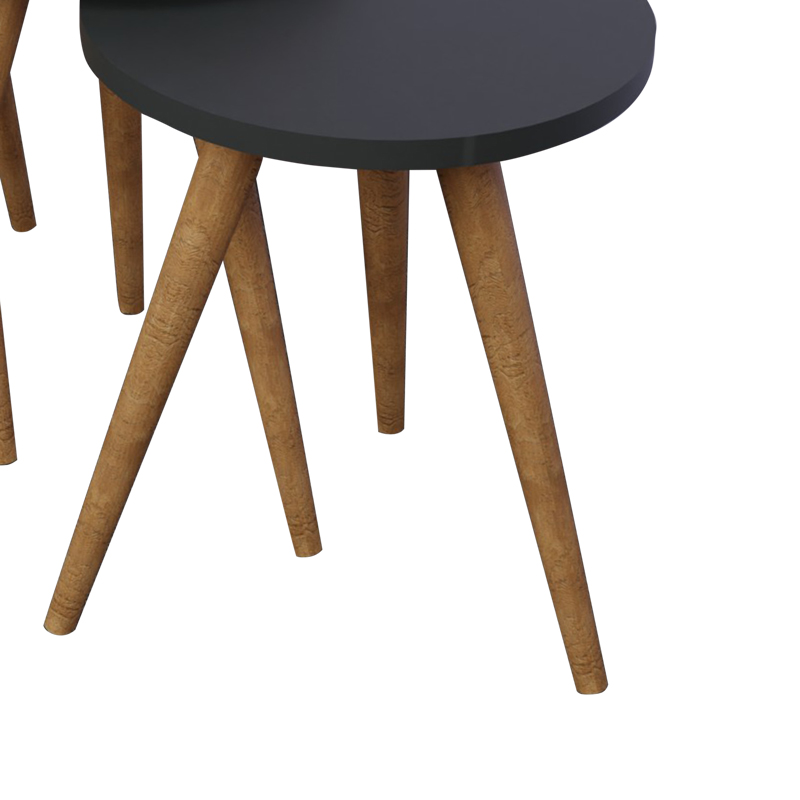 Side tables Perjene pakoworld set of 3 pieces melamine in anthracite shade and wooden legs Side tables Perjene pakoworld set of 3 pieces melamine in anthracite shade and wooden legs