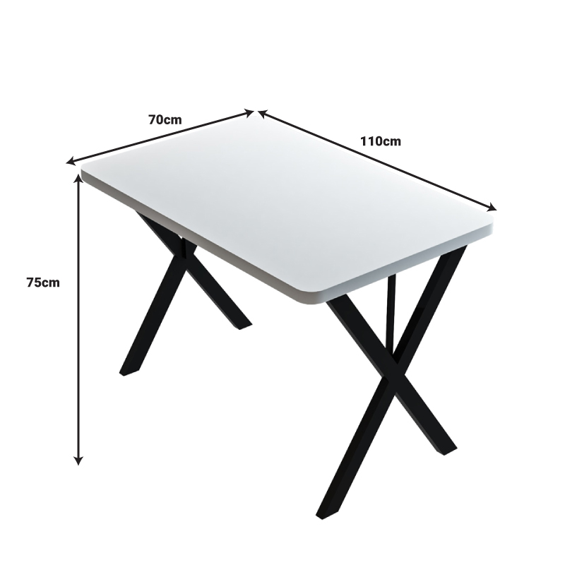 Zeryin pakoworld melamine table in white shade and black metal leg 70x110x75cm Zeryin pakoworld melamine table in white shade and black metal leg 70x110x75cm