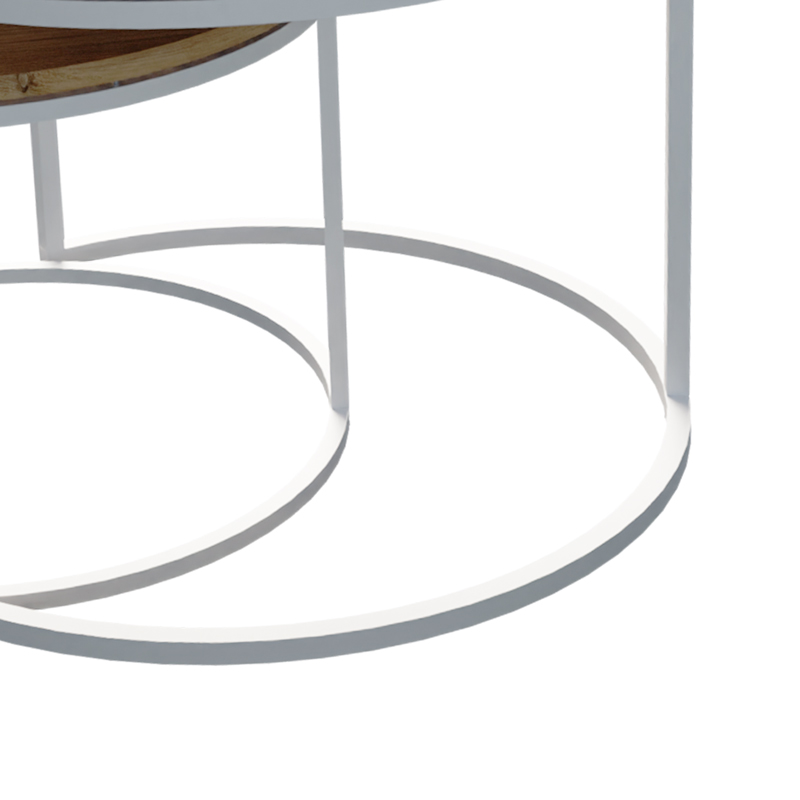 Solme pakoworld coffee table set of 2 white metal and melamine in natural shade Solme pakoworld coffee table set of 2 white metal and melamine in natural shade