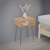 Naida pakoworld bedside table in oak shade - black metal legs 40x30x59cm